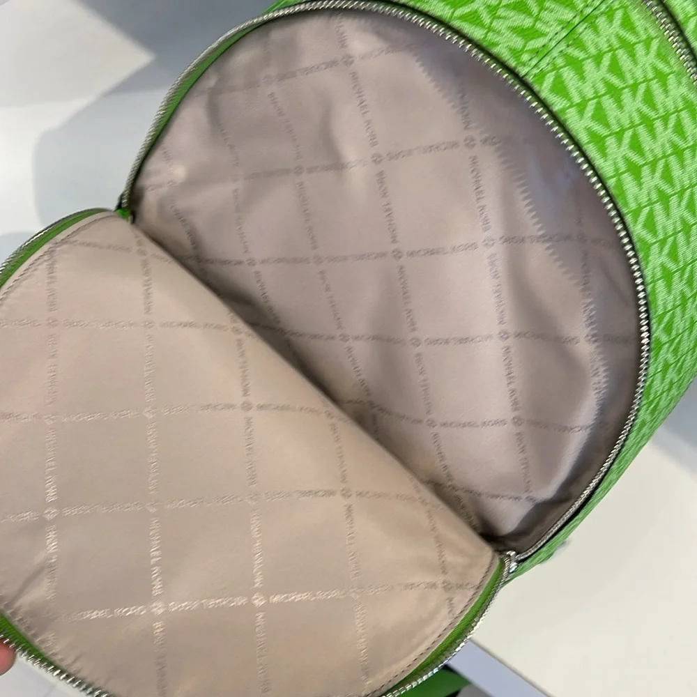Michael Kors Rhea Medium Signature Logo Backpack Jungle Green NWT